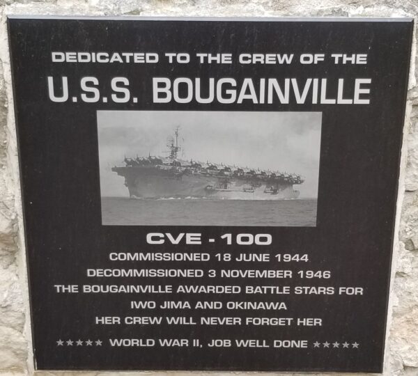 U.S.S. BOUGAINVILLE CVE-100 WAR MEMORIAL PLAQUE