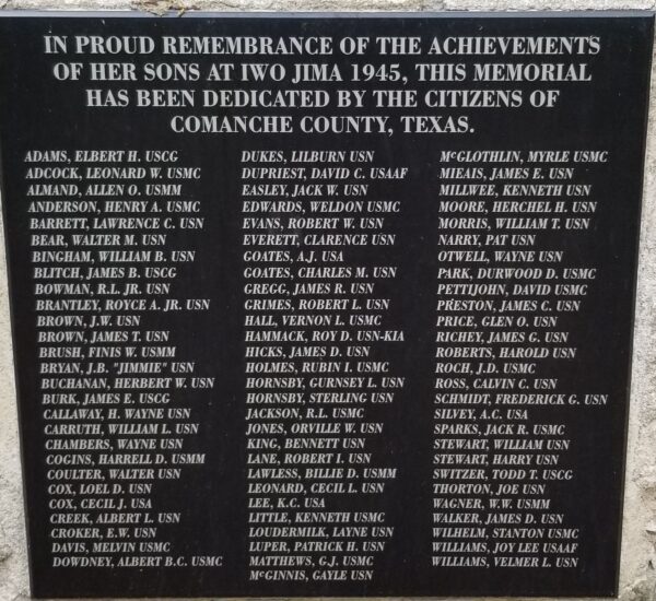 COMANCHE COUNTY IWO JIMA MEMORIAL PLAQUE