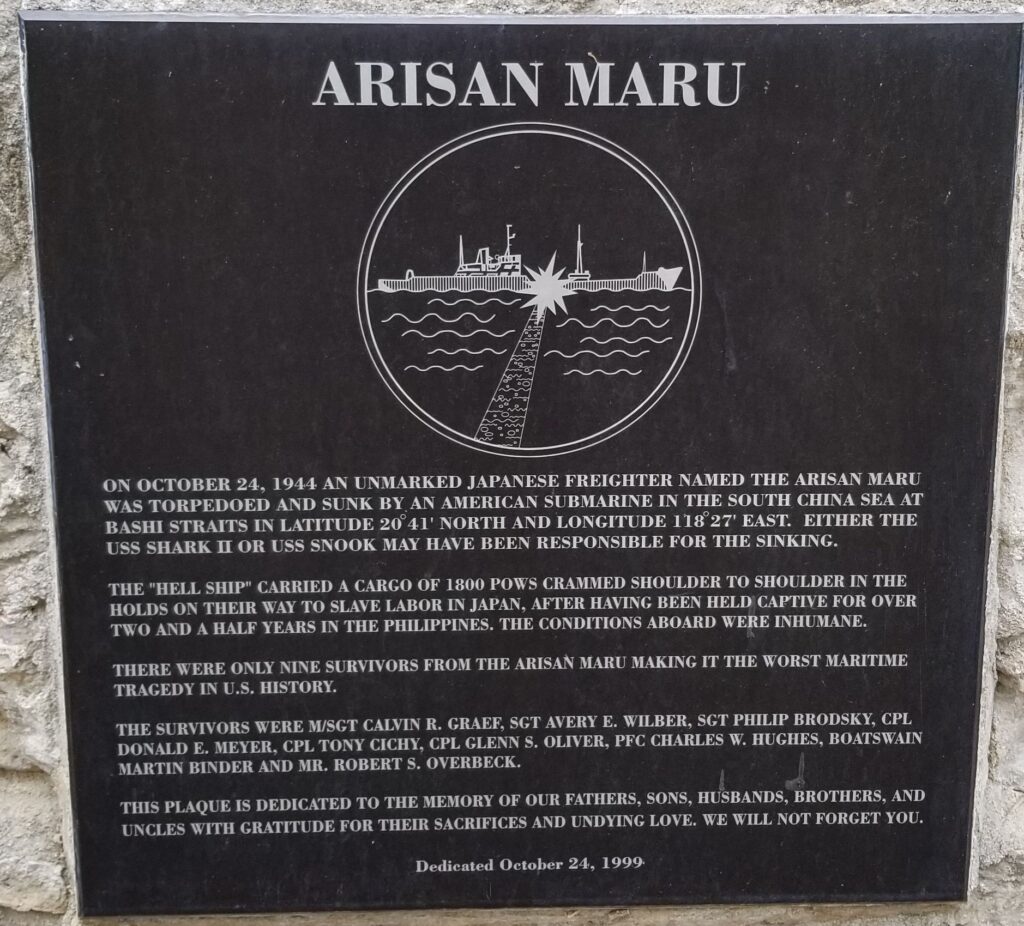 ARISAN MARU WAR MEMORIAL PLAQUE