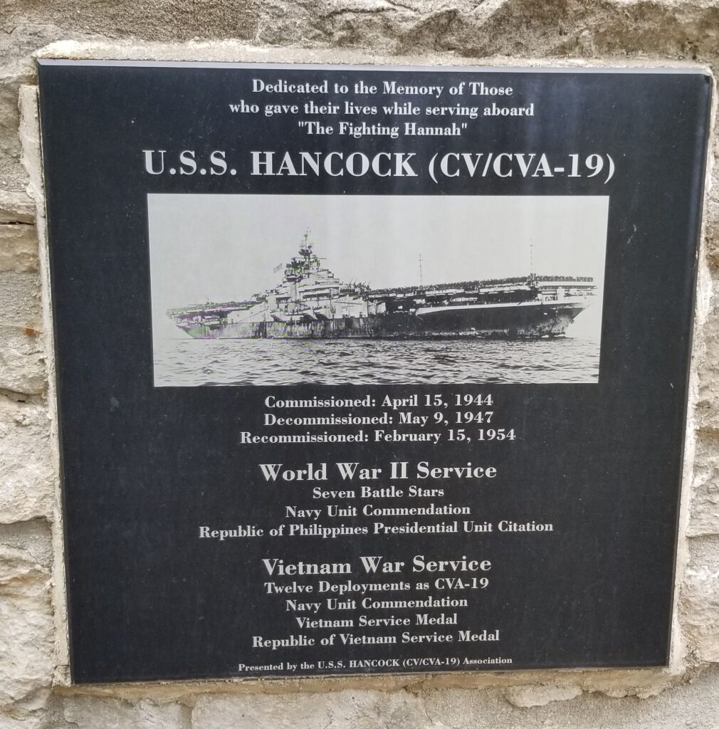 U.S.S. HANCOCK (CV/CVA-19 WAR MEMORIAL PLAQUE