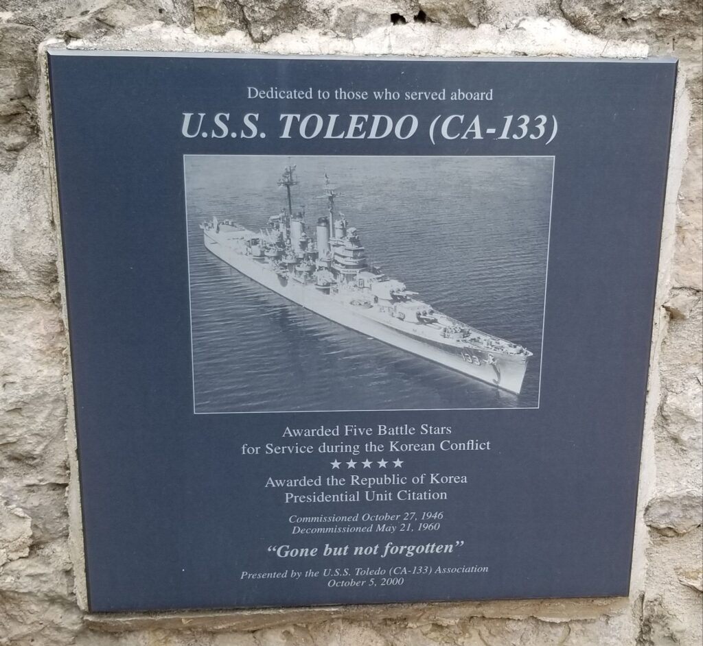 U.S.S. TOLEDO (CA-133) WAR MEMORIAL PLAQUE