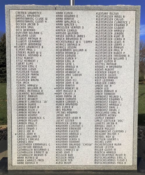FREEMAN WAR VETERANS MEMORIAL STONE D