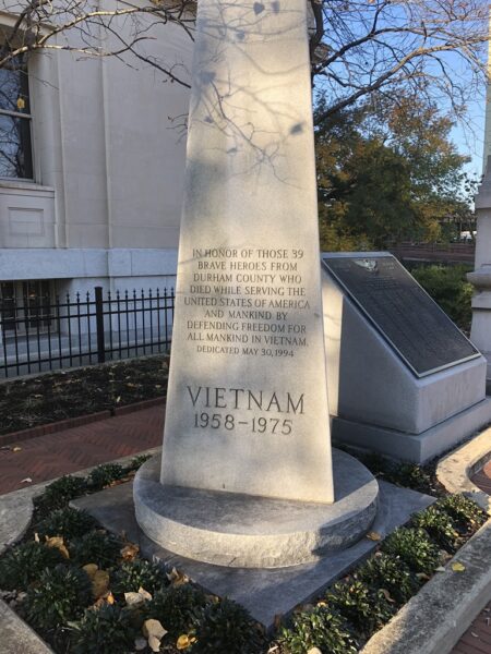 DURHAM COUNTY KOREAN WAR AND VIETNAM WAR MEMORIAL SIDE B