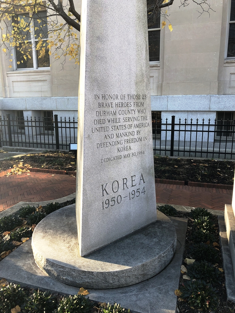 DURHAM COUNTY KOREAN WAR AND VIETNAM WAR MEMORIAL SIDE A