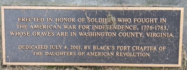 WASHINGTON COUNTY, VIRGINIA REVOLUTIONARY WAR MEMORIAL PLAQUE