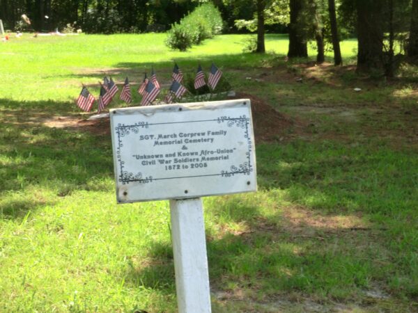 SGT. MARCH CORPREW FAMILY MEMORIAL CEMETERY PLAQUE
