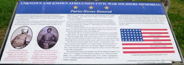 UNKNOWN AND KNOWN AFRO-UNION CIVIL WAR SOLDIERS MEMORIAL PANEL