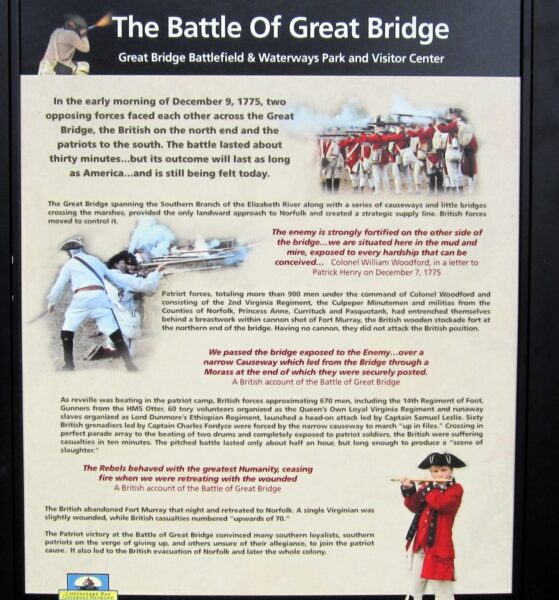 THE BATTLE OF GREAT BRIDGE MEMORIAL MARKER