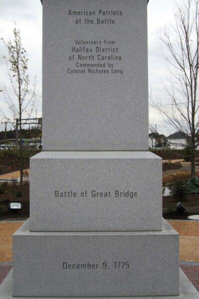 BATTLE OF GREAT BRIDGE REVOLUTIONARY WAR MEMORIAL SIDE D