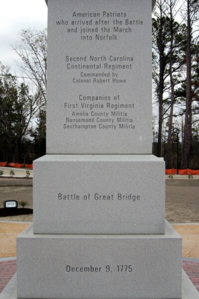 BATTLE OF GREAT BRIDGE REVOLUTIONARY WAR MEMORIAL SIDE C