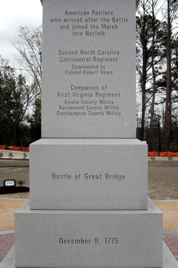 BATTLE OF GREAT BRIDGE REVOLUTIONARY WAR MEMORIAL SIDE C