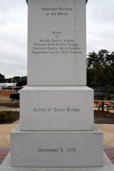 BATTLE OF GREAT BRIDGE REVOLUTIONARY WAR MEMORIAL SIDE B