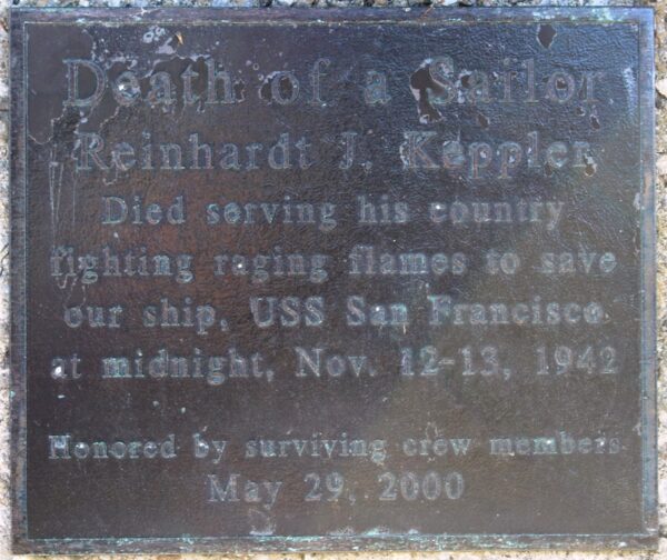 USS SAN FRANCISCO MEMORIAL DEATH OF A SAILOR PLAQUE