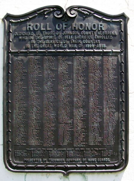 JOHNSON COUNTY WORLD WAR HONOR ROLL MEMORIAL PLAQUE