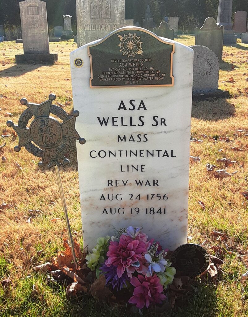 ASA WELLS REVOLUTIONARY WAR SOLDIER MEMORIAL CEMETERY STONE