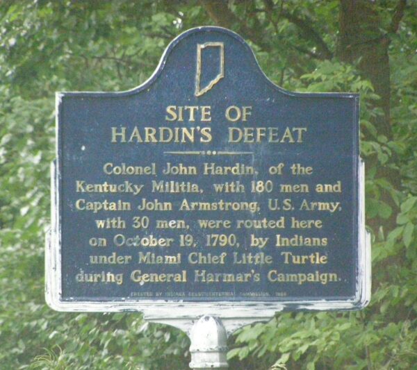 SITE OF HARDIN’S DEFEAT MEMORIAL MARKER