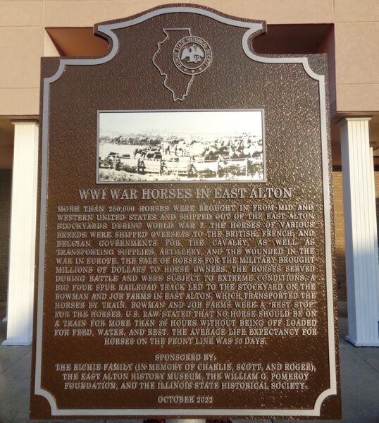WWI WAR HORSES IN EAST ALTON MEMORIAL MARKER