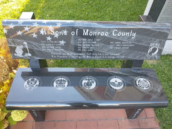 11 SONS OF MONROE COUNTY VIETNAM WAR MEMORIAL BENCH