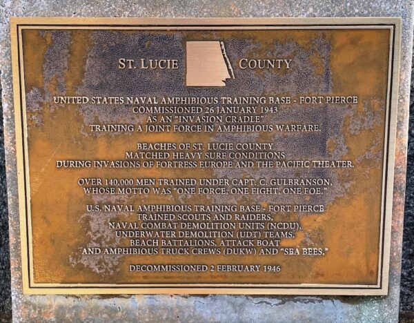 ST. LUCIE COUNTY FLORIDA WORLD WAR II MEMORIAL PLAQUE