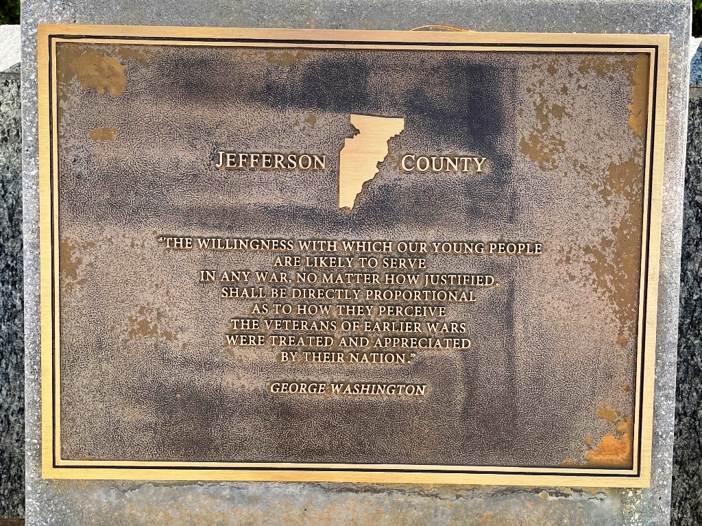 JEFFERSON COUNTY FLORIDA WORLD WAR II MEMORIAL PLAQUE