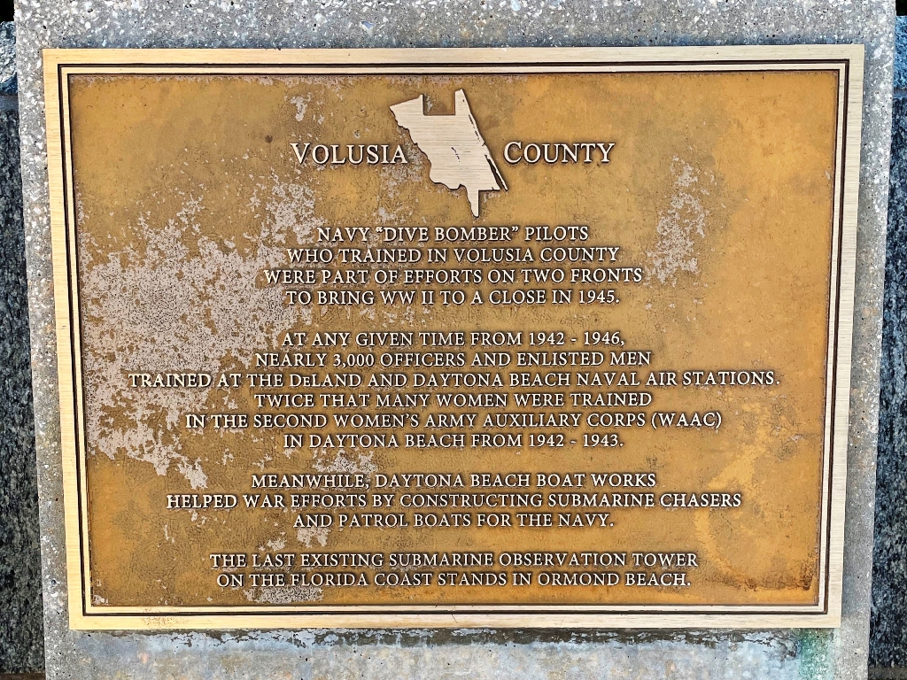 VOLUSIA COUNTY FLORIDA WORLD WAR II MEMORIAL PLAQUE