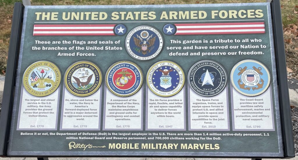 THE UNITED STATES ARMED FORCES MEMORIAL GARDEN PANEL