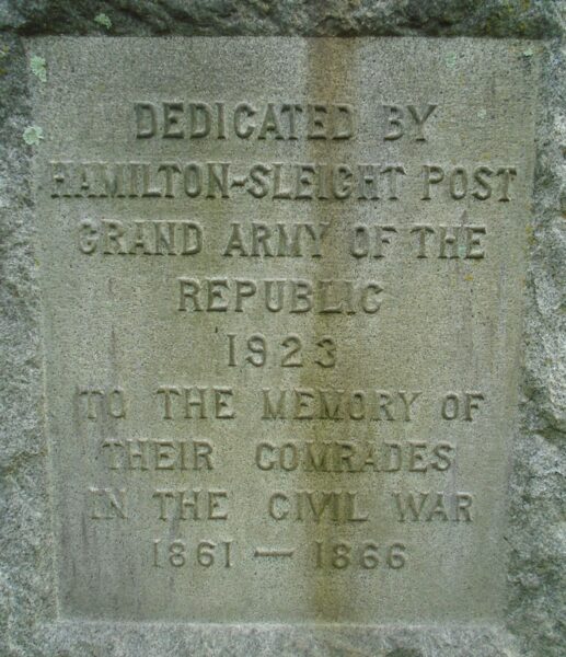 HAMILTON-SLEIGHT POST G.A.R. MEMORIAL CANNON SIDE A