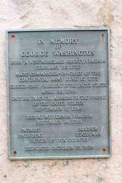 IN MEMORY OF GEORGE WASHINGTON MEMORIAL PLAQUE