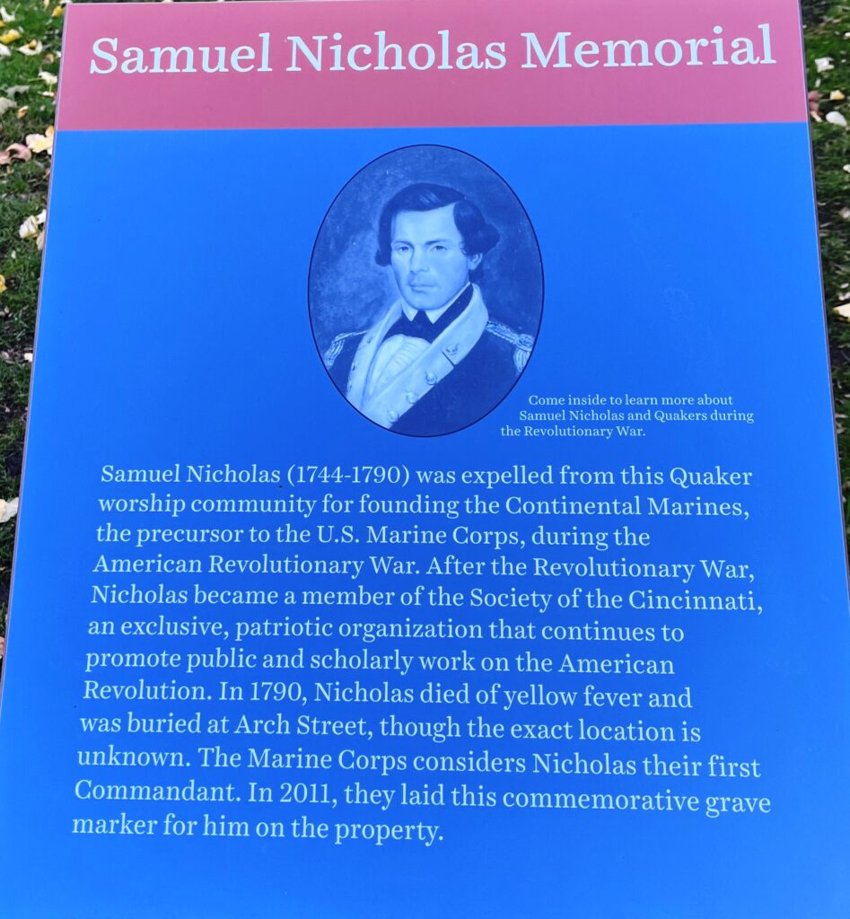 SAMUEL NICHOLAS CONTINENTAL MARINES MEMORIAL PLAQUE