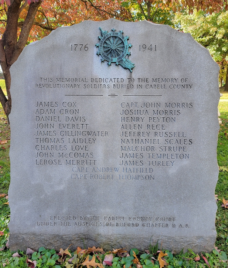 REVOLUTIONARY WAR SOLDIERS BURIED IN CABELL COUNTY MEMORIAL