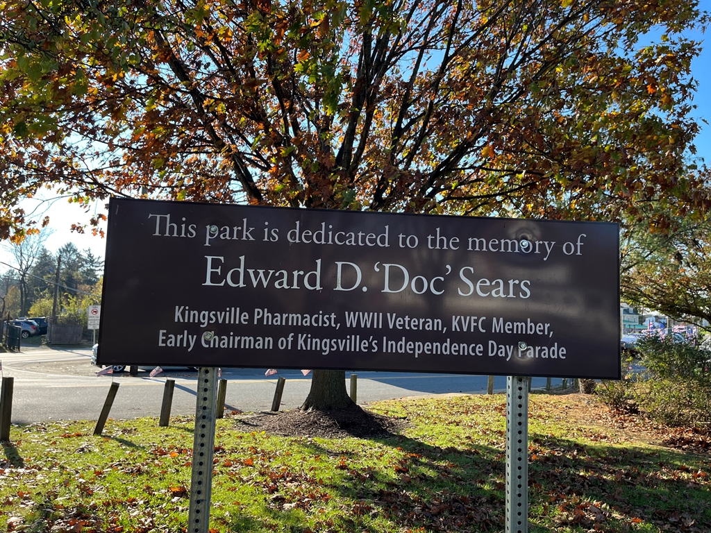 EDWARD D. ‘DIC’ SEARS MEMORIAL PARK PLAQUE