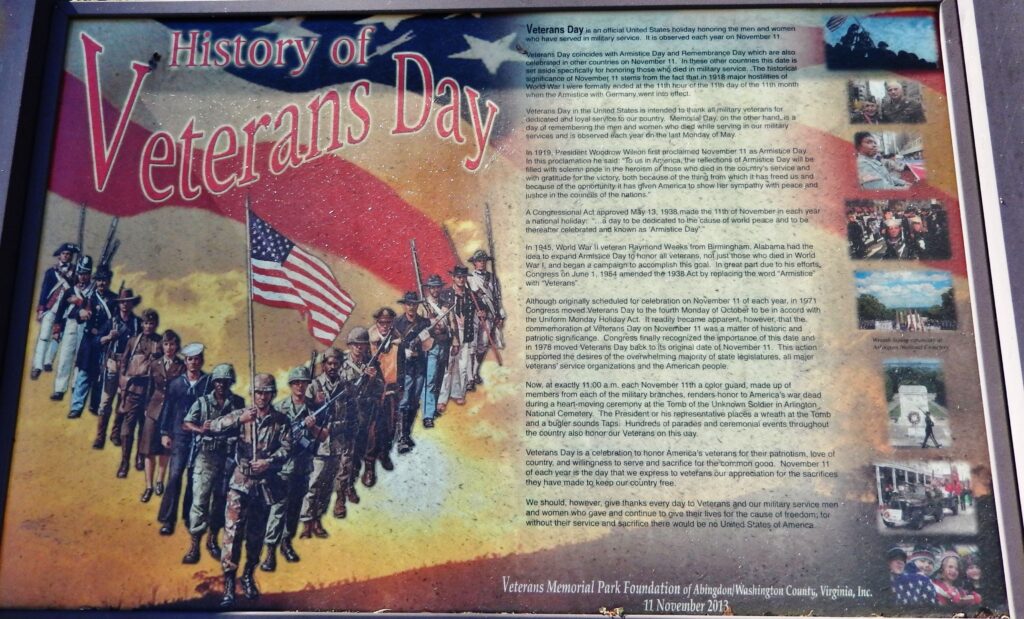 HISTORY OF VETERANS DAY MEMORIAL PANEL