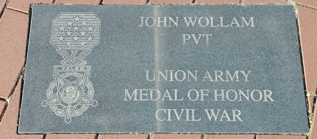 JOHN WOLLAM PVT UNIONJ ARMY MEDAL OF HONOR CIVIL WAR MEMORIAL TABLET