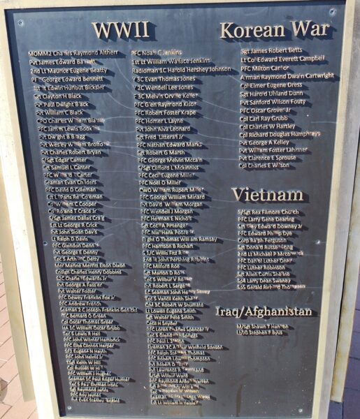 JACKSON COUNTY VETERANS MEMORIAL PLAQUE E