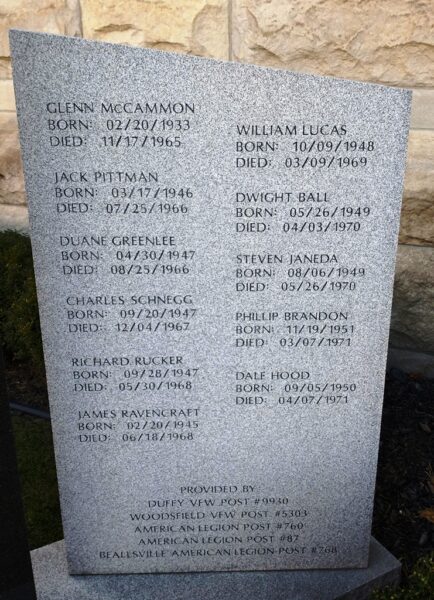 ELEVEN SONS VIETNAM WAR MEMORIAL RIGHT STONE