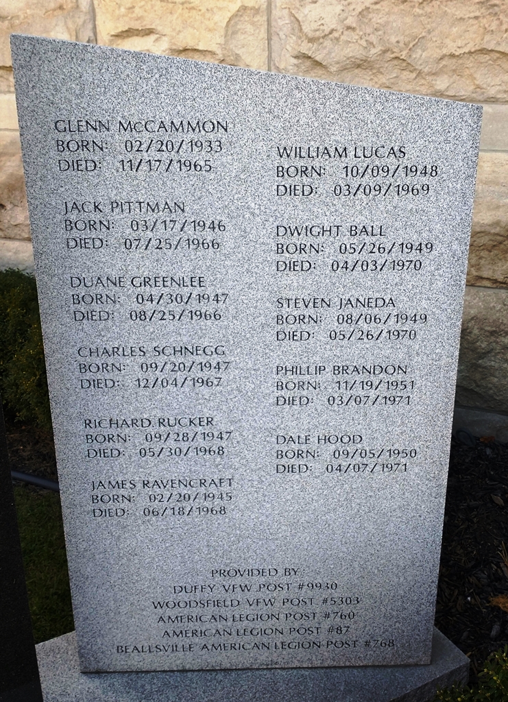 ELEVEN SONS VIETNAM WAR MEMORIAL RIGHT STONE