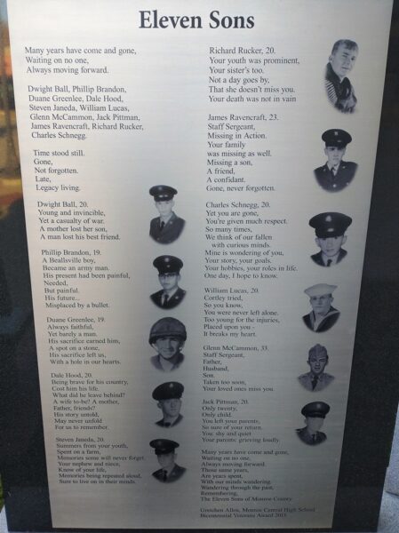 ELEVEN SONS VIETNAM WAR MEMORIAL LEFT STONE