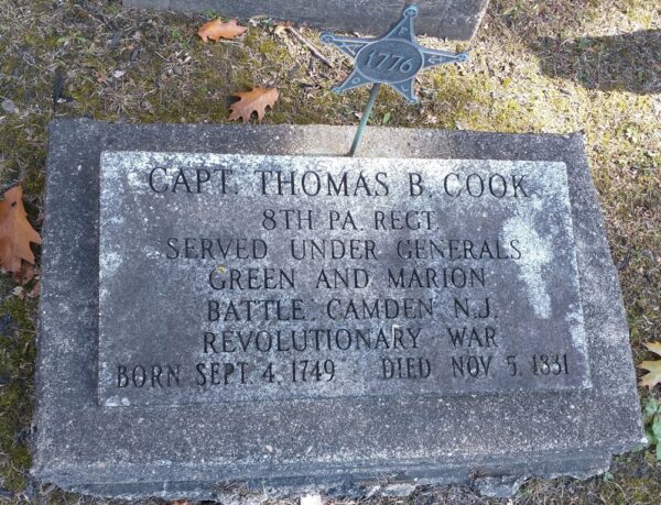 CAPT. THOMAS B. COOK REVOLUTIONARY WAR MEMORIAL CEMETERY STONE