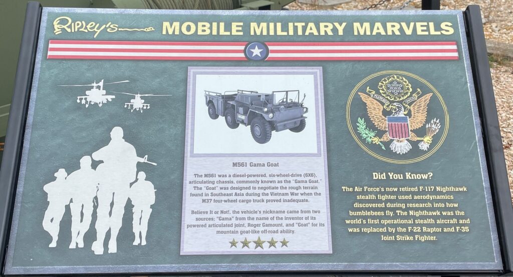 MOBILE MILITARY MARVELS MEMORIAL VEHICLE PANEL G