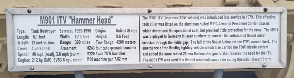 M901 ITV “HAMMER HERD” MEMORIAL PLAQUE