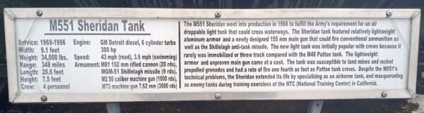 M551 SHERIDAN TANK MEMORIAL PLAQUE