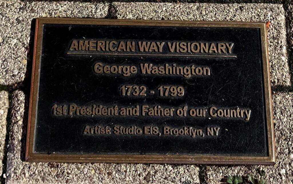 AMERICAN WAY VISIONARY GEORGE WASHINGTON MEMORIAL PLAQUE