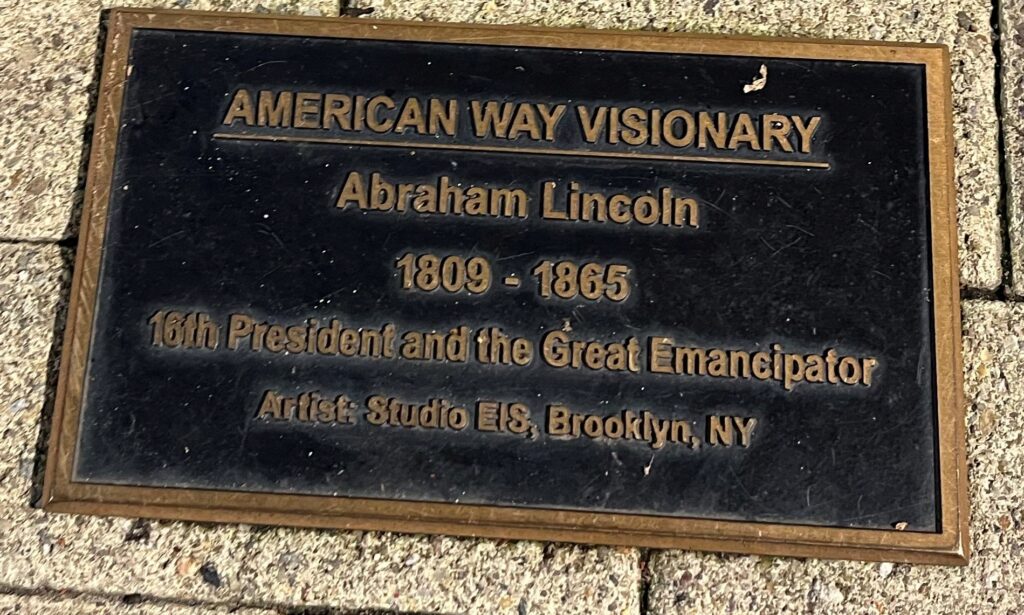 AMERICAN WAY VISIONARY ABRAHAM LINCOLN MEMORIAL PLAQUE
