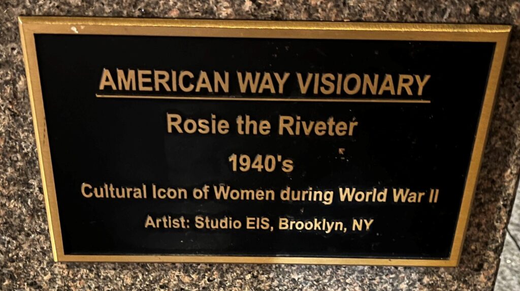 AMERICAN WAY VISIONARY ROSIE THE RIVETER MEMORIAL PLAQUE