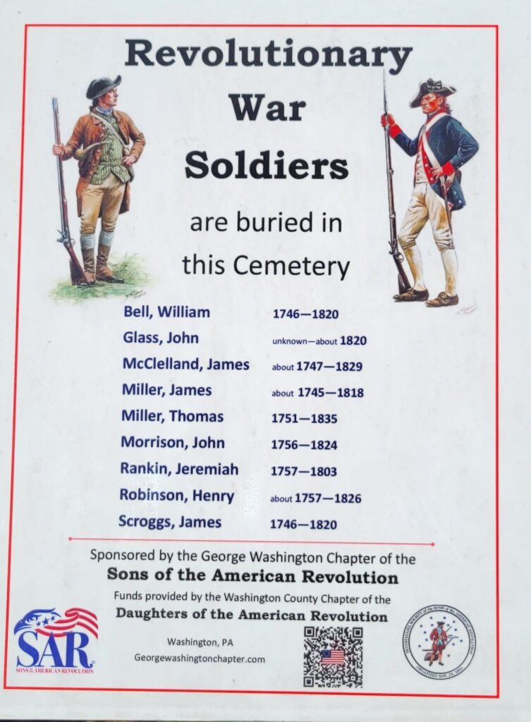 REVOLUTIONARY WAR SOLDIERS BURIED IN MOUNT PLEASANT CEMETERY MEMORIAL PLAQUE