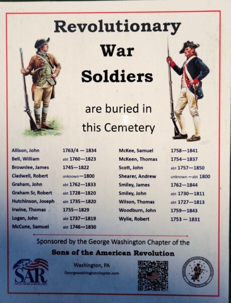 REVOLUTIONARY WAR SOLDIERS BURIED IN NORTH BUFFALO CEMETERY MEMORIAL PLAQUE