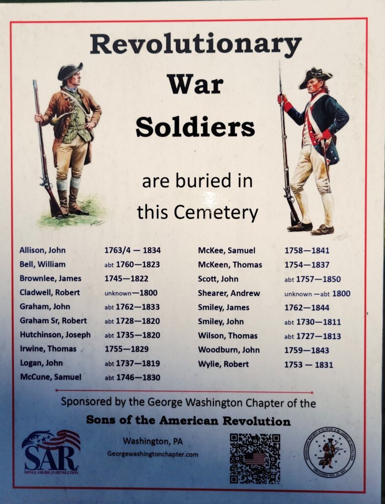 REVOLUTIONARY WAR SOLDIERS BURIED IN NORTH BUFFALO CEMETERY MEMORIAL PLAQUE