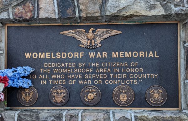 WOMELSDORF WAR MEMORIAL PLAQUE