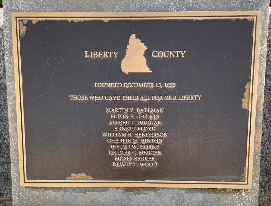LIBERTY COUNTY FLORIDA WORLD WAR II MEMORIAL PLAQUE