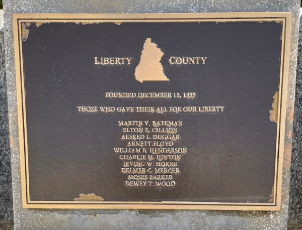 LIBERTY COUNTY FLORIDA WORLD WAR II MEMORIAL PLAQUE